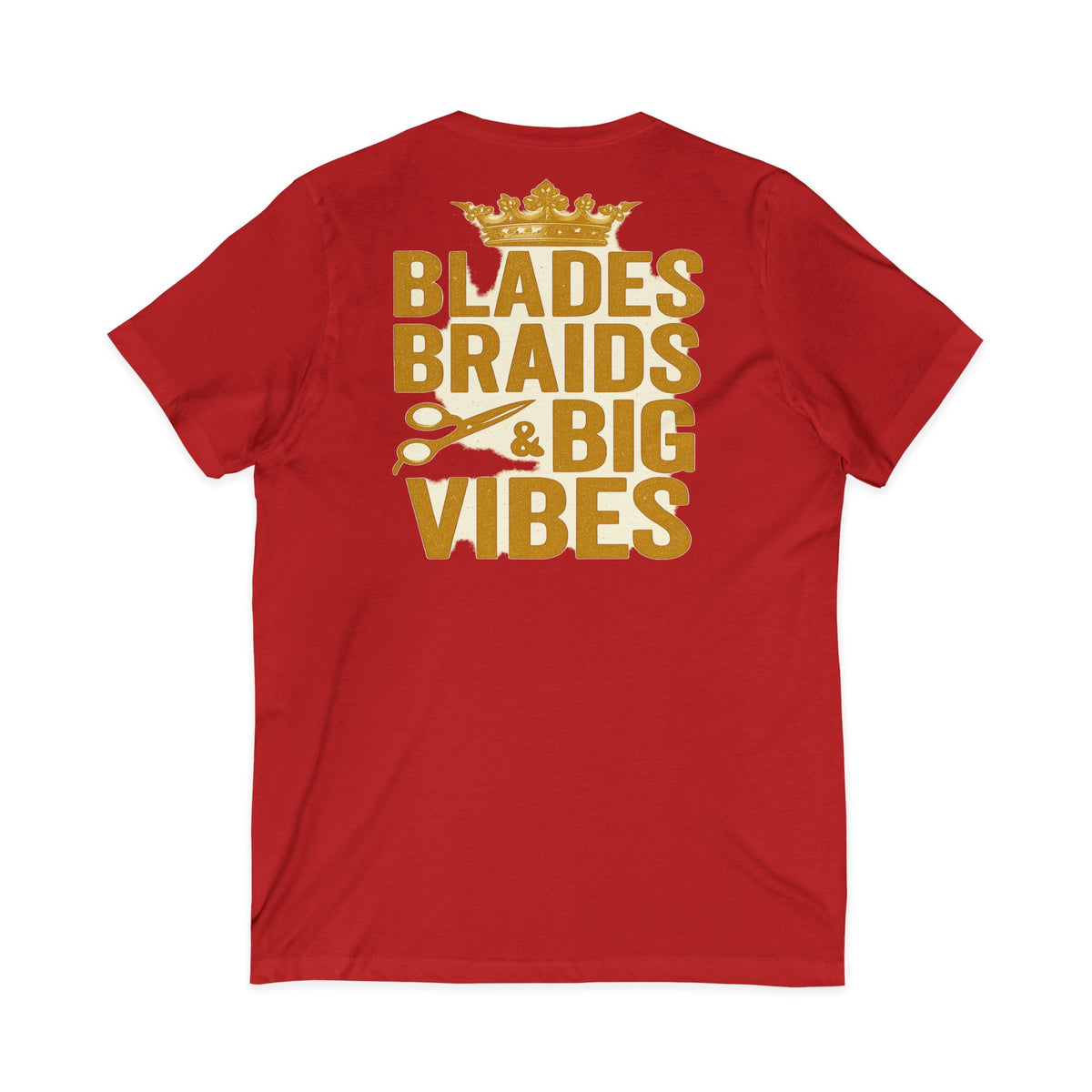 Blades, Braids, & Bold Vibes Women's V-Neck Tee – Front & Back Print