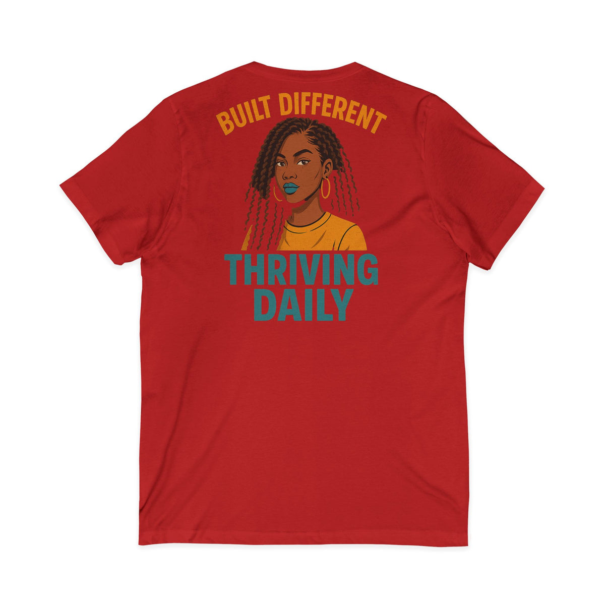 Built Different Thrive Daily Vneck Tee – Front & Back Print
