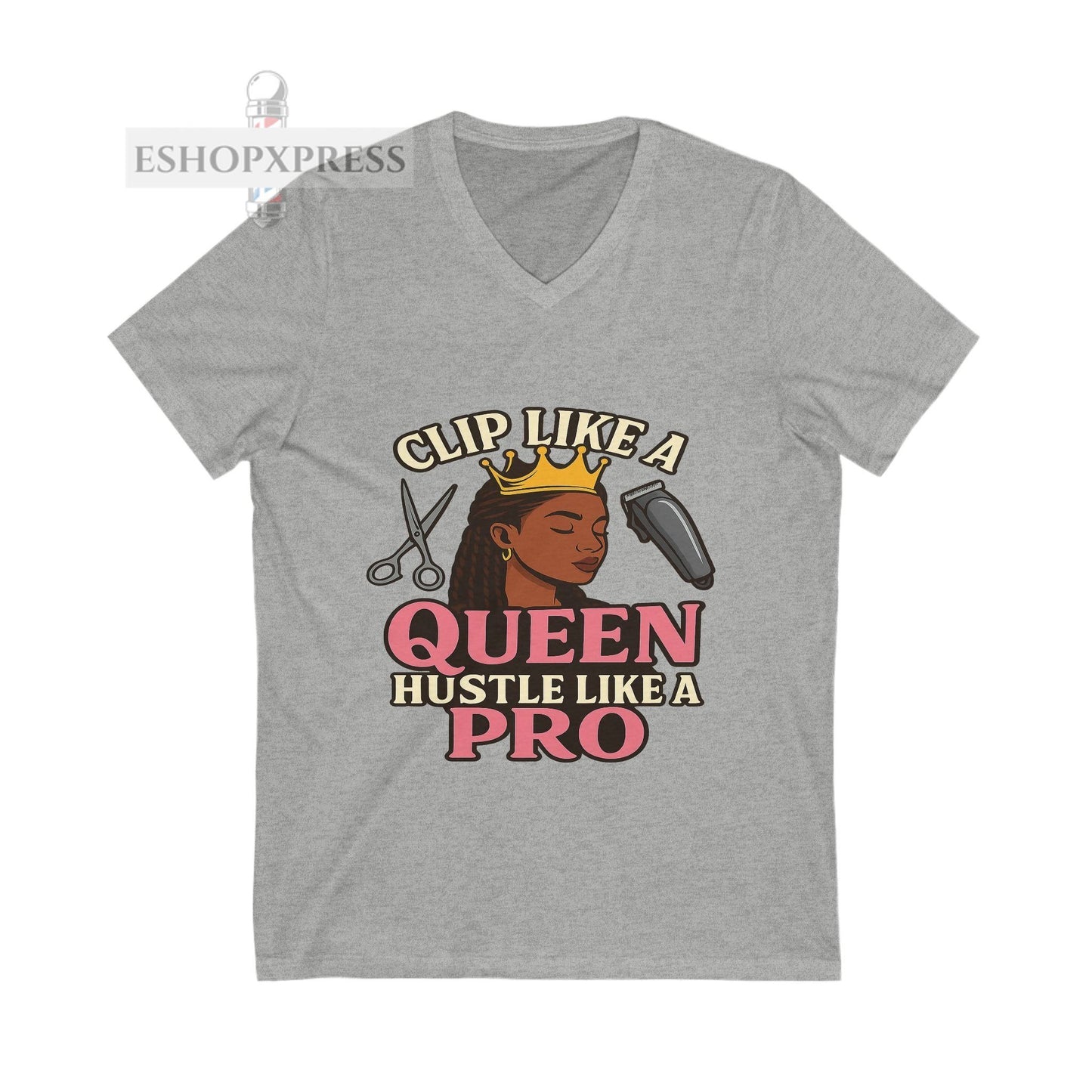 Clip Like a Queen, Hustle Like a Pro | Women's V-Neck Tee