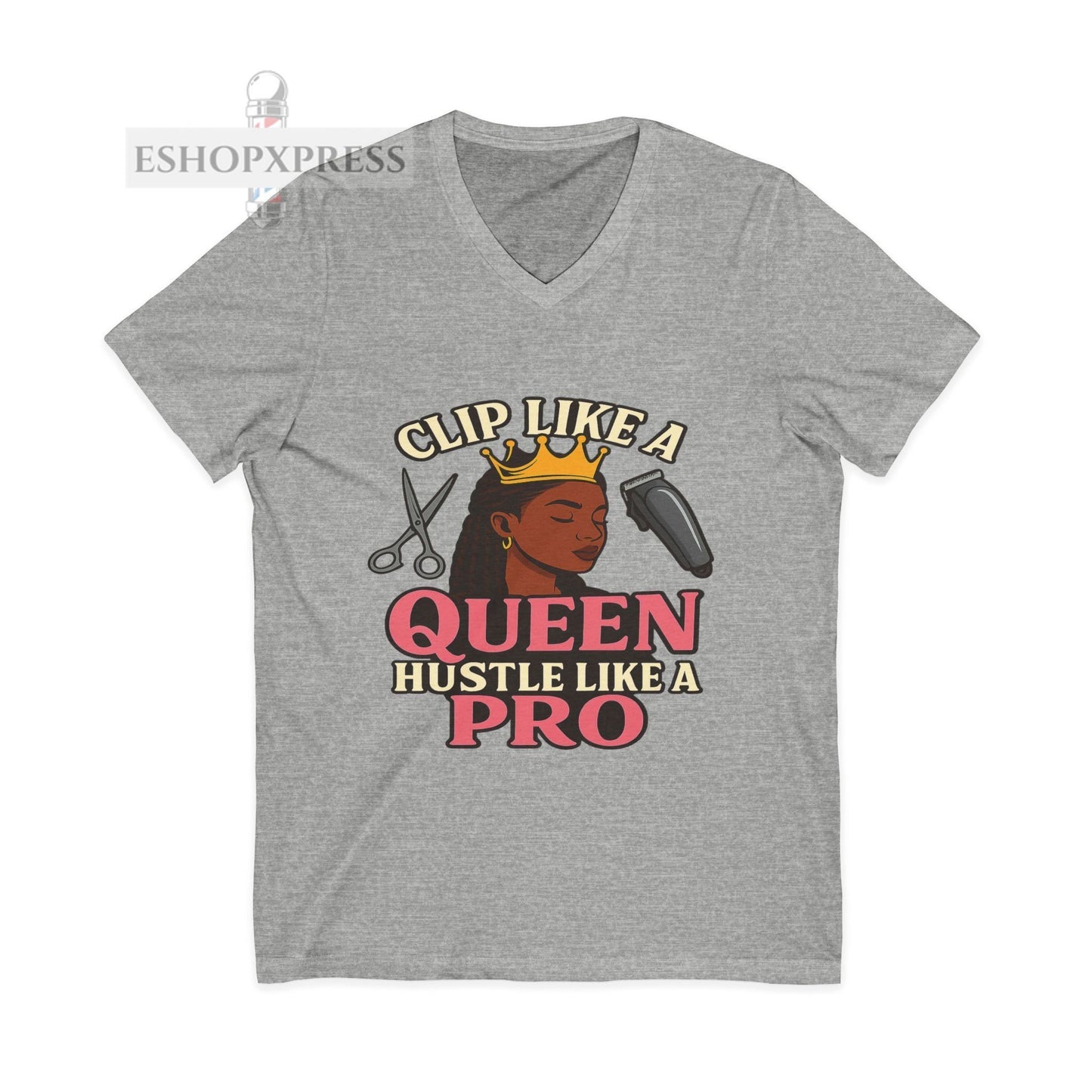 Clip Like a Queen, Hustle Like a Pro | Women's V-Neck Tee