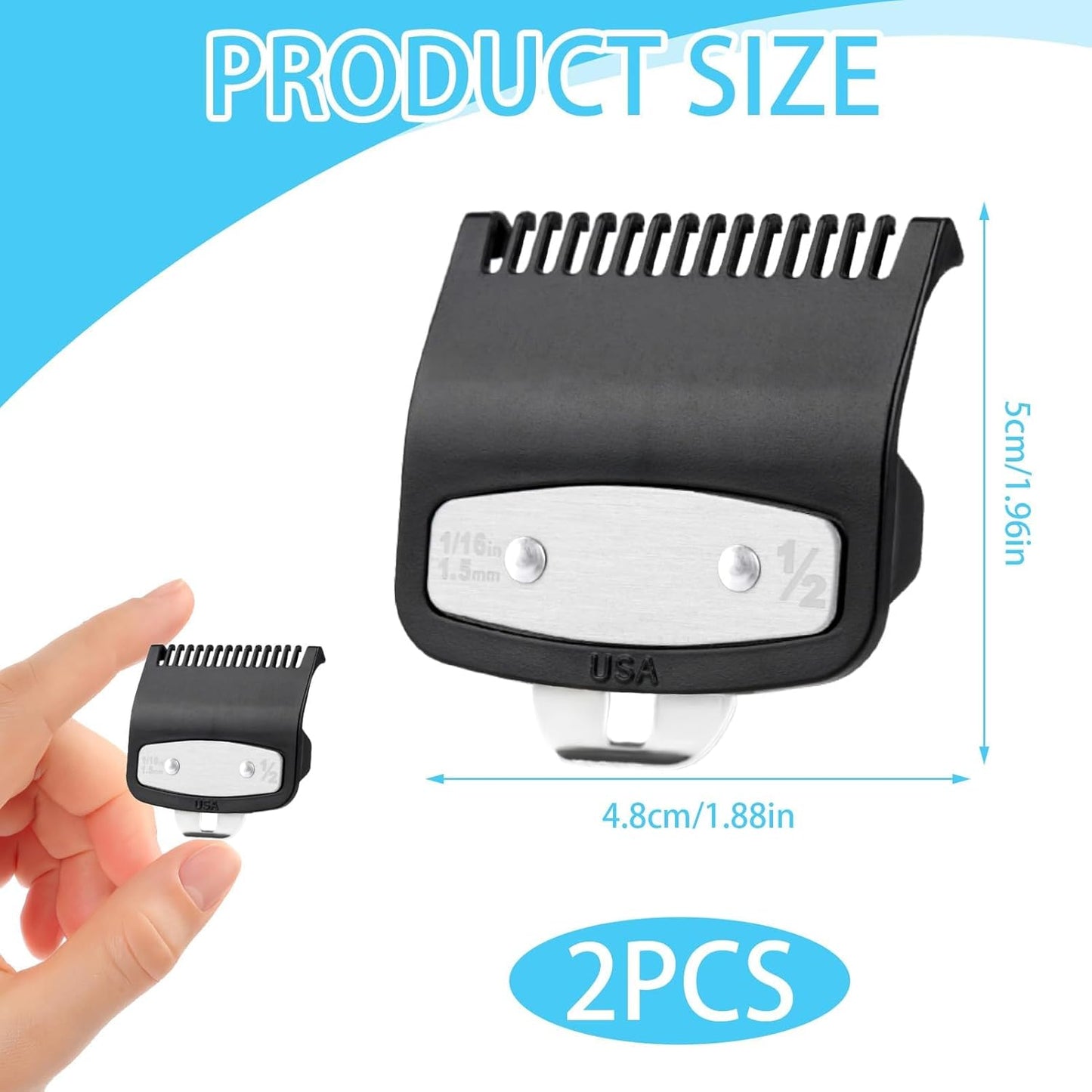 2 Pcs Replacement for Wahl 1/2 Premium Clipper Guard Clip Guide Metal #3354-100 1/16" 1.5Mm Premium Metal Clipper Guard Replacement for Wahl 1/2 - Achieve Precise Cuts with Confidence