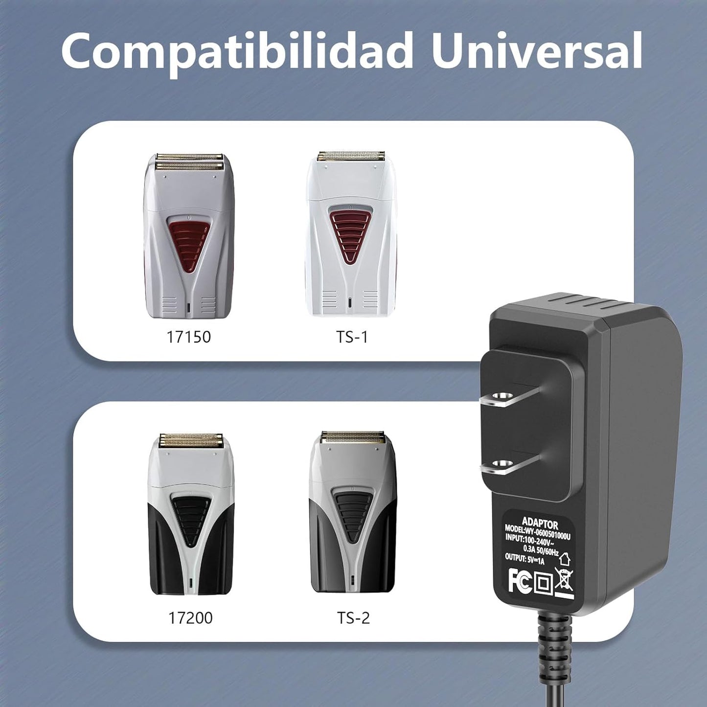Shaver Charger Fit for Andis Profoil 17165 17200 17150 Pro Foil TS-1 TS-2 17155 17170 17190 17195 17205 CL-17165 CL-17150 CL-17155 CL-17200 Electric Razor Replacement Power Cord Adapter