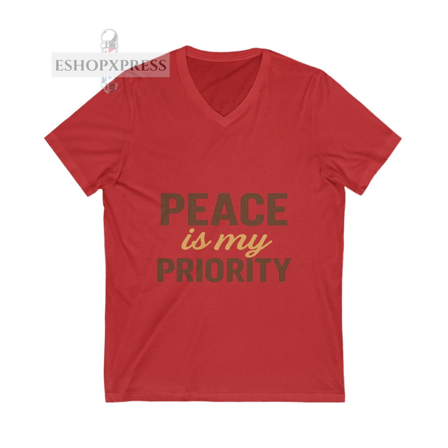 Peace and Priority in Warm Tones Vneck Tee