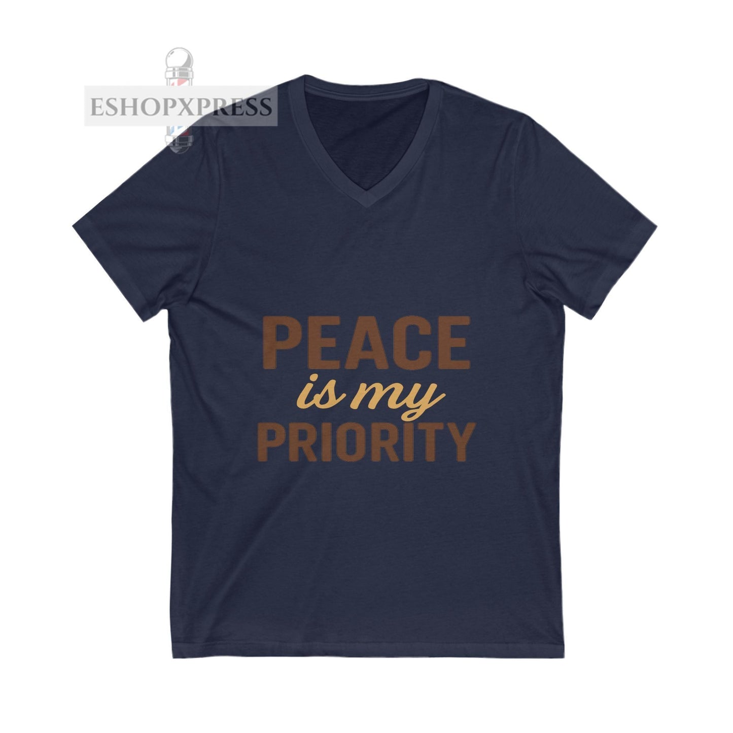 Peace and Priority in Warm Tones Vneck Tee