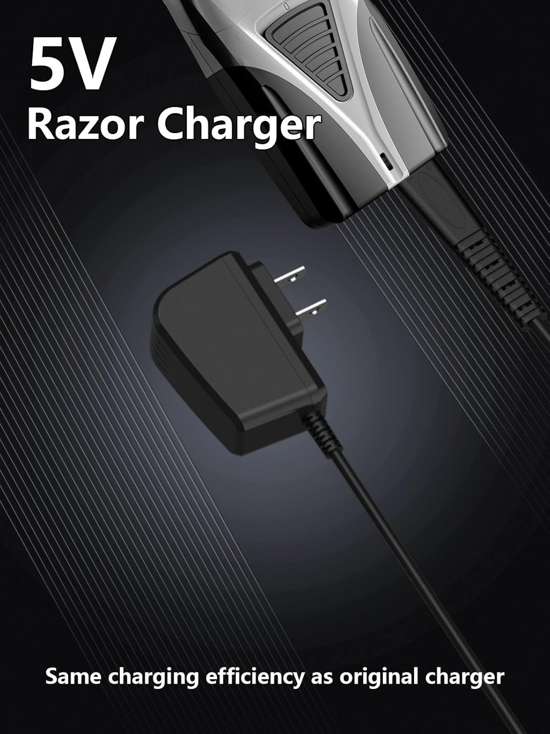 5V 1A Charger for Andis Shaver Andis Charger Power Cord Adapter Replacement for 17150 TS-1 17220 17195 Profoil 17190 17165 17170 17205 17220 Lithium Titanium plus TS-2 Replacement Pro Foil Shaver- 5Ft