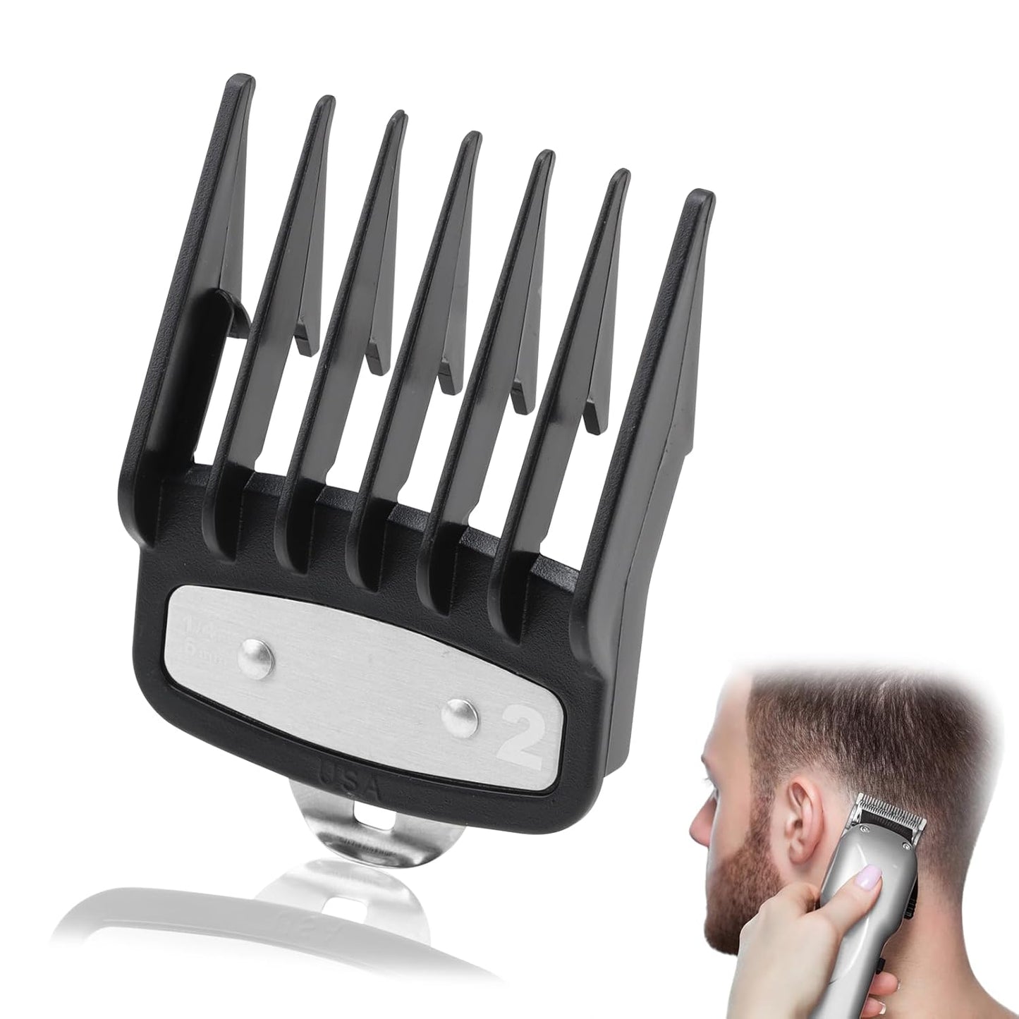 2 Pcs Replacement for Wahl 1/2 Premium Clipper Guard Clip Guide Metal #3354-100 1/16" 1.5Mm Premium Metal Clipper Guard Replacement for Wahl 1/2 - Achieve Precise Cuts with Confidence