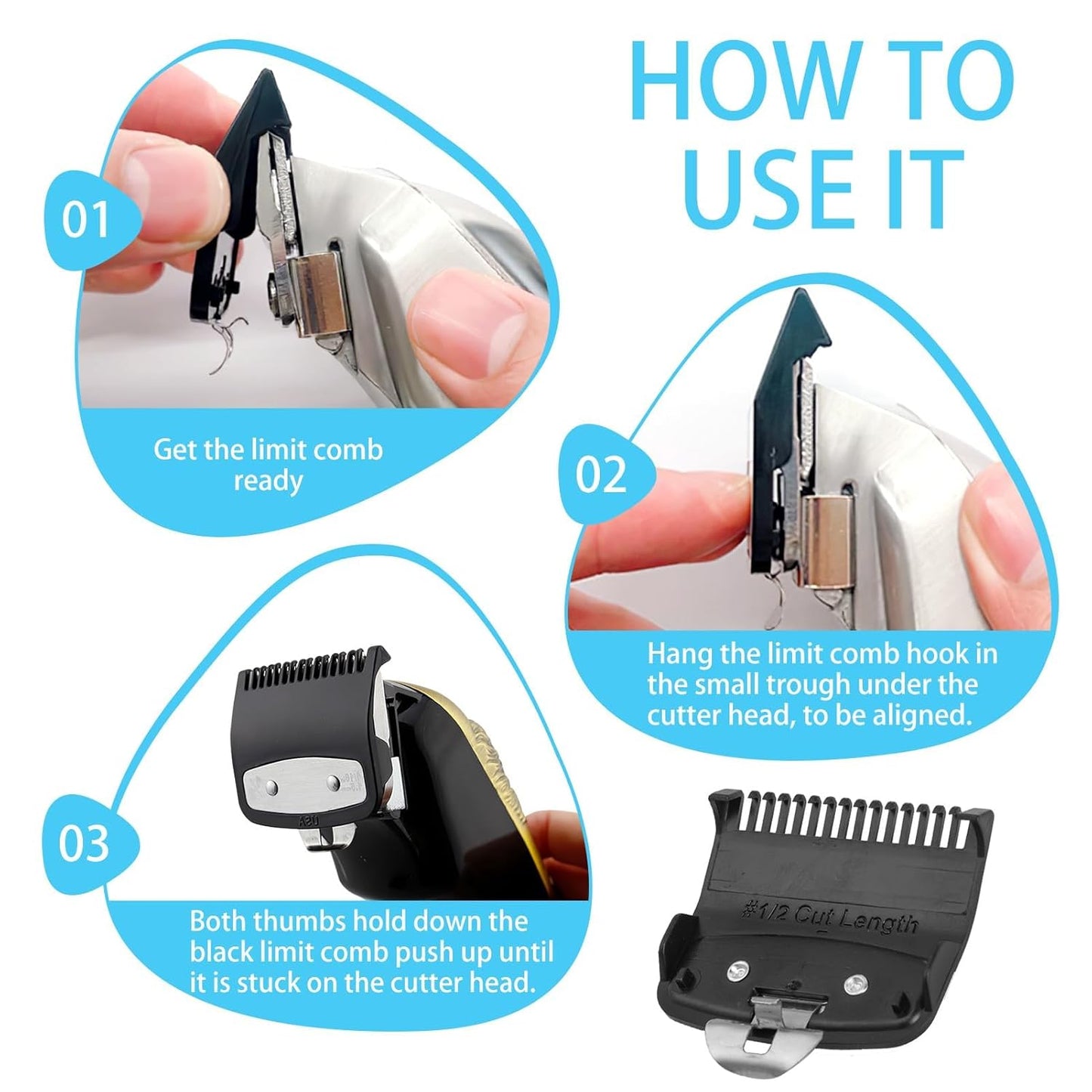 2 Pcs Replacement for Wahl 1/2 Premium Clipper Guard Clip Guide Metal #3354-100 1/16" 1.5Mm Premium Metal Clipper Guard Replacement for Wahl 1/2 - Achieve Precise Cuts with Confidence