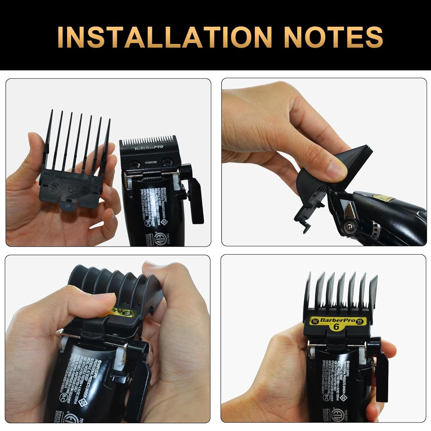 Hair Clippers Guard Comb Set Compatible with Babyliss Babylisspro Barberology