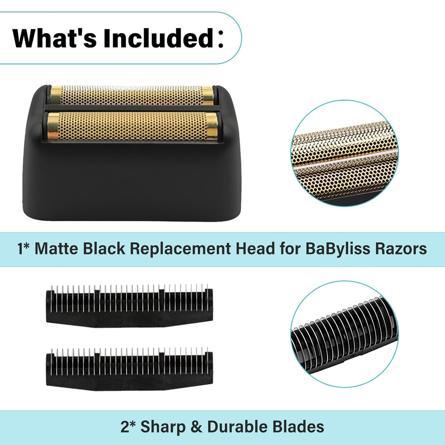 For Babyliss Foil Shaver Replacement Head Fit FX FX3 Double Foil Shaver, Barberology Professional FXX3RFB Black Replacement Foil with 2 Cutters for Babyliss Pro FX3 Shaver - Hypoallergenic Gold Foil
