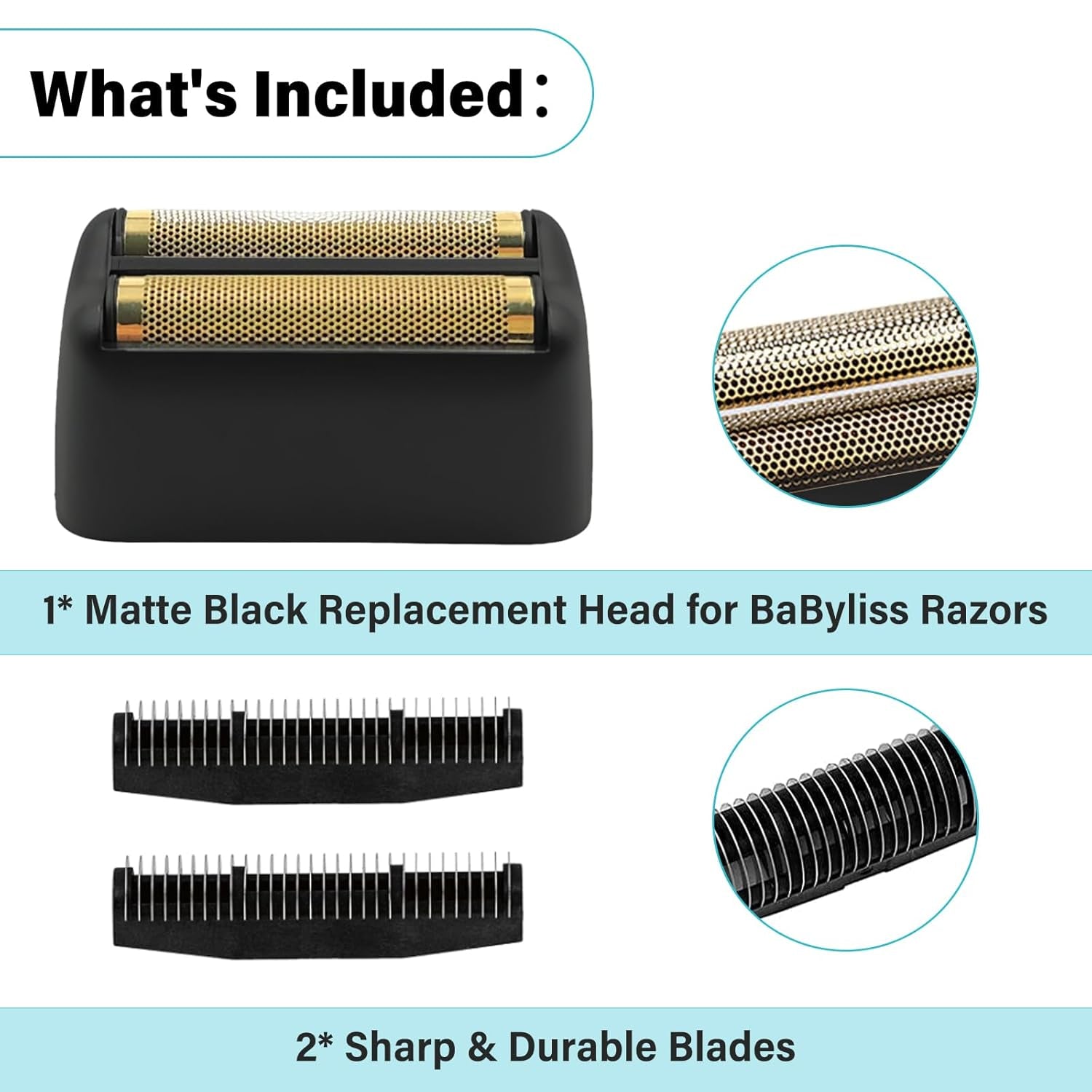 For Babyliss Foil Shaver Replacement Head Fit FX FX3 Double Foil Shaver, Barberology Professional FXX3RFB Black Replacement Foil with 2 Cutters for Babyliss Pro FX3 Shaver - Hypoallergenic Gold Foil