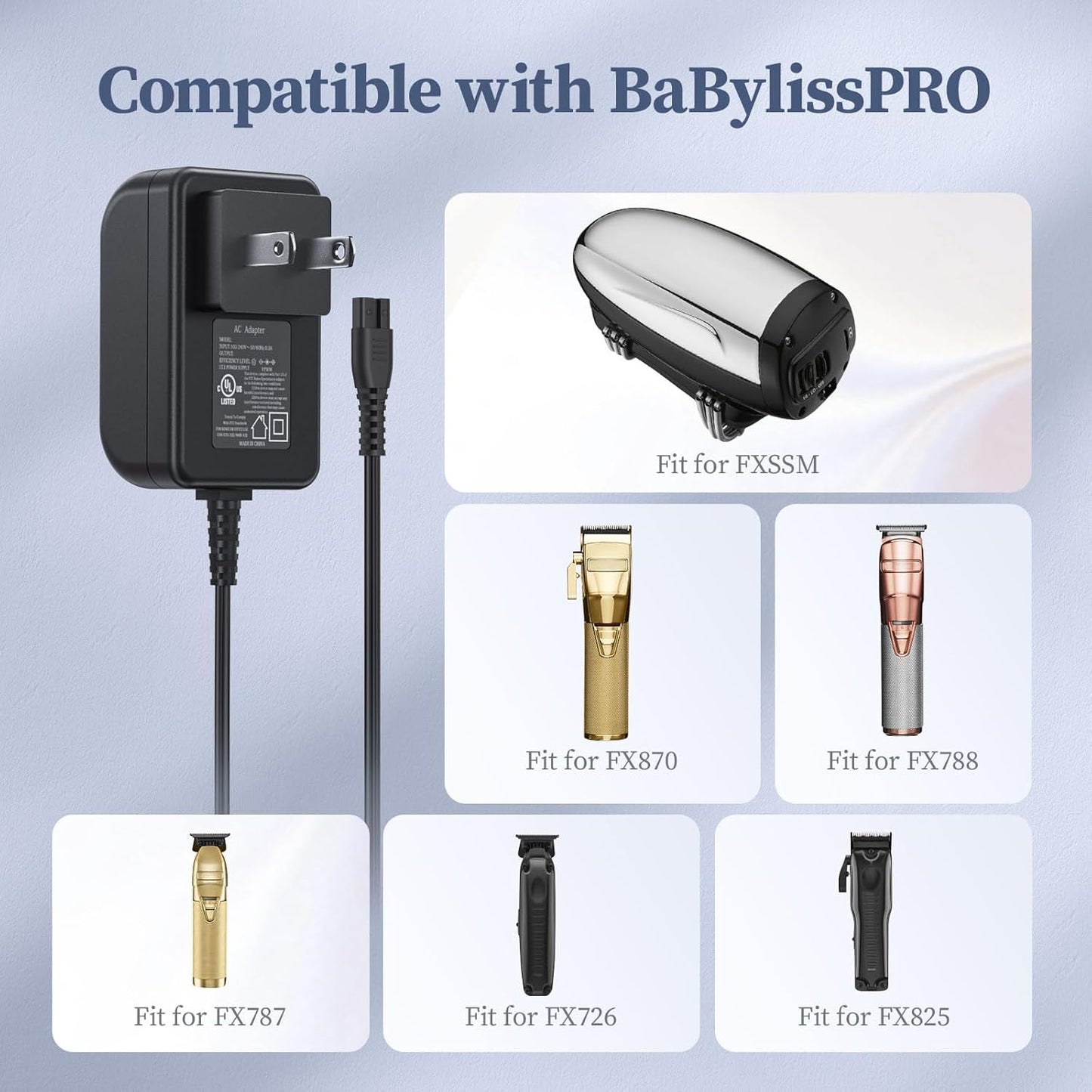 4.5V Charger for Babyliss PRO FX820 FX788 FX787 FX870 Cordless Trimmer Power Cord AC Adapter Compatible with Babylisspro Clipper DC Adaptor Supply