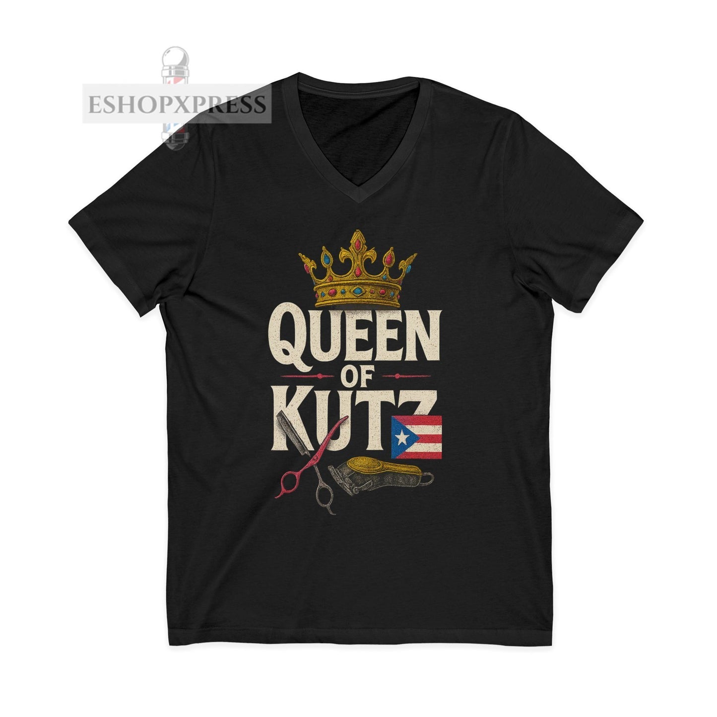 Queen of Kutz Puerto Rico - V-Neck Tee