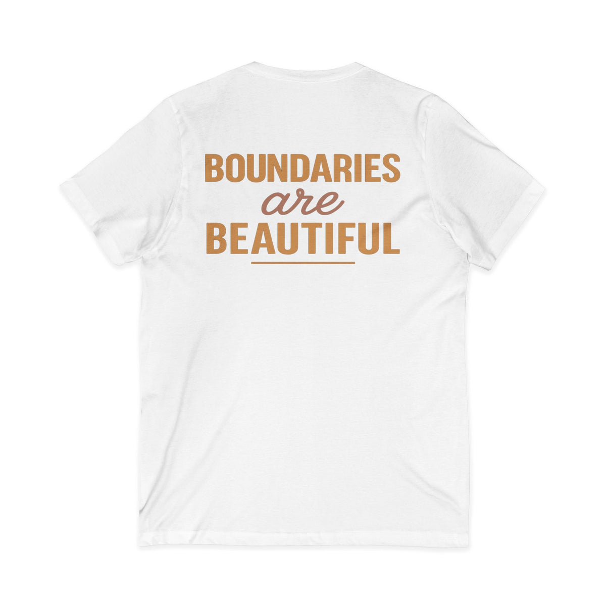 Boundaries and Beauty in Bold Text Vneck Tee – Front & Back Print