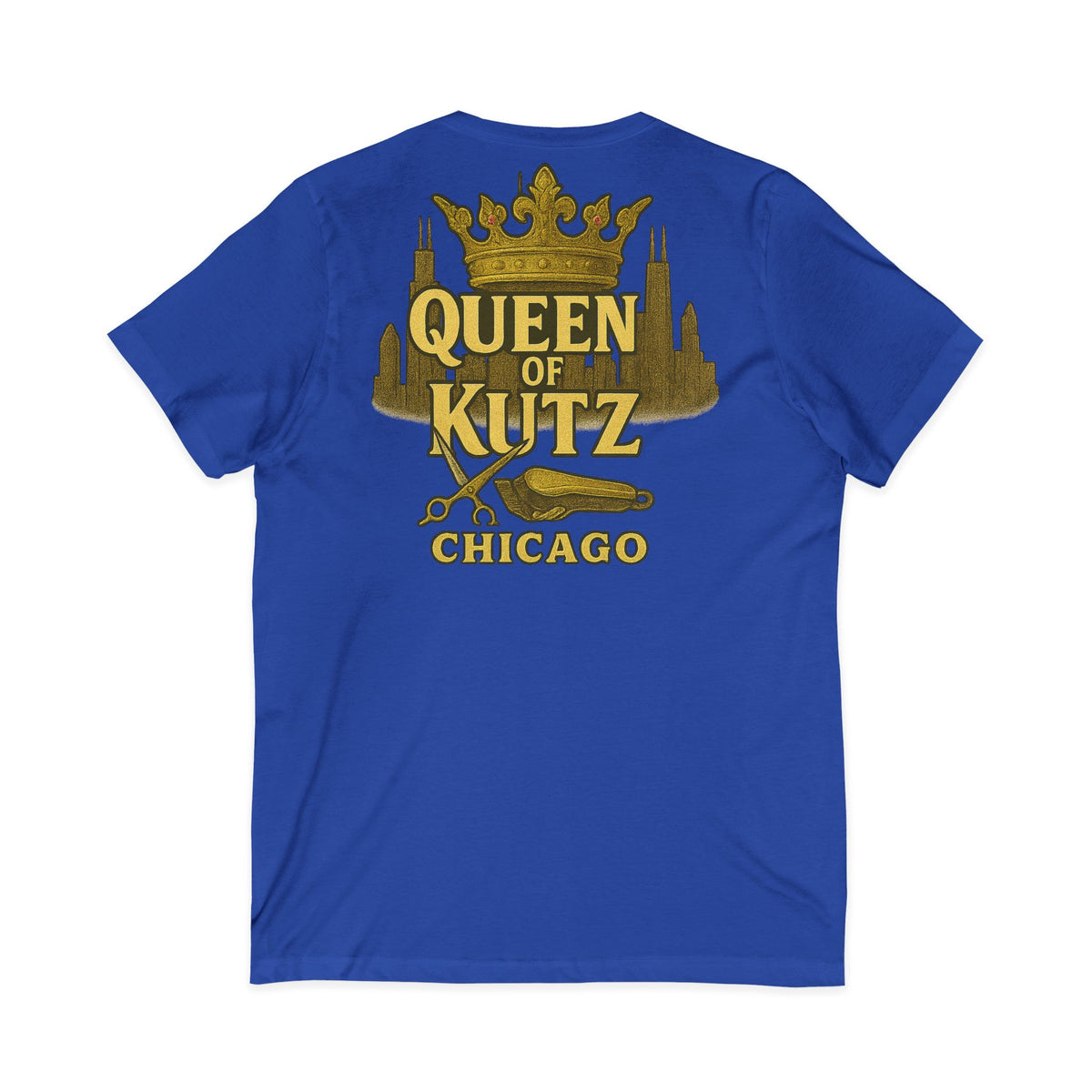 Queen of Kutz Chicago Women's V-Neck Tee – Front & Back Print