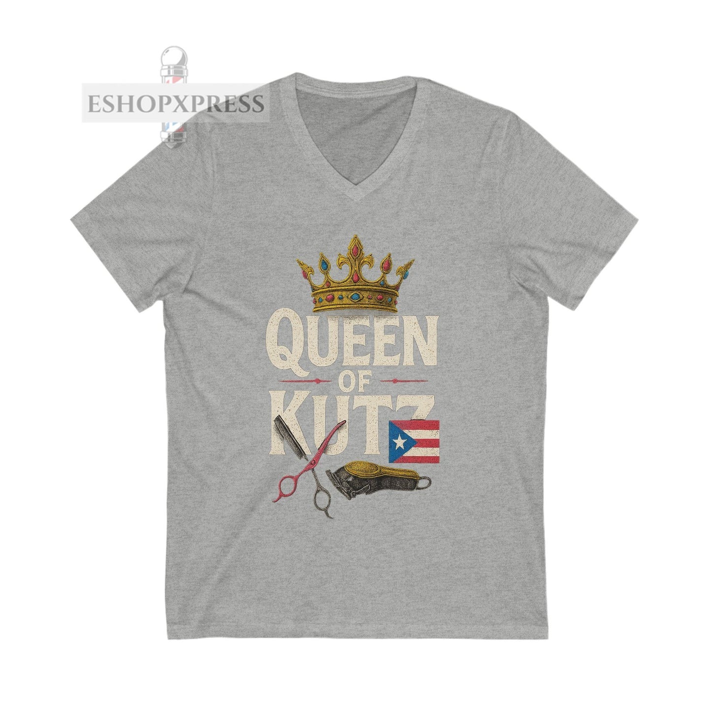 Queen of Kutz Puerto Rican  Women's V-Neck Tee