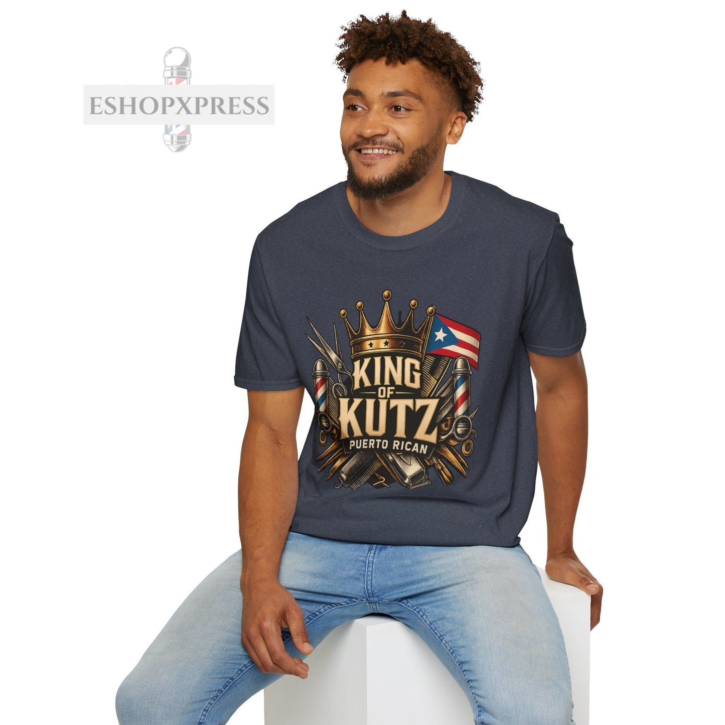 King of Kutz Puerto Rican Barber T-Shirt – Boricua Pride Barber Life Tee for Men | Fade Master Streetwear by EShopXpress