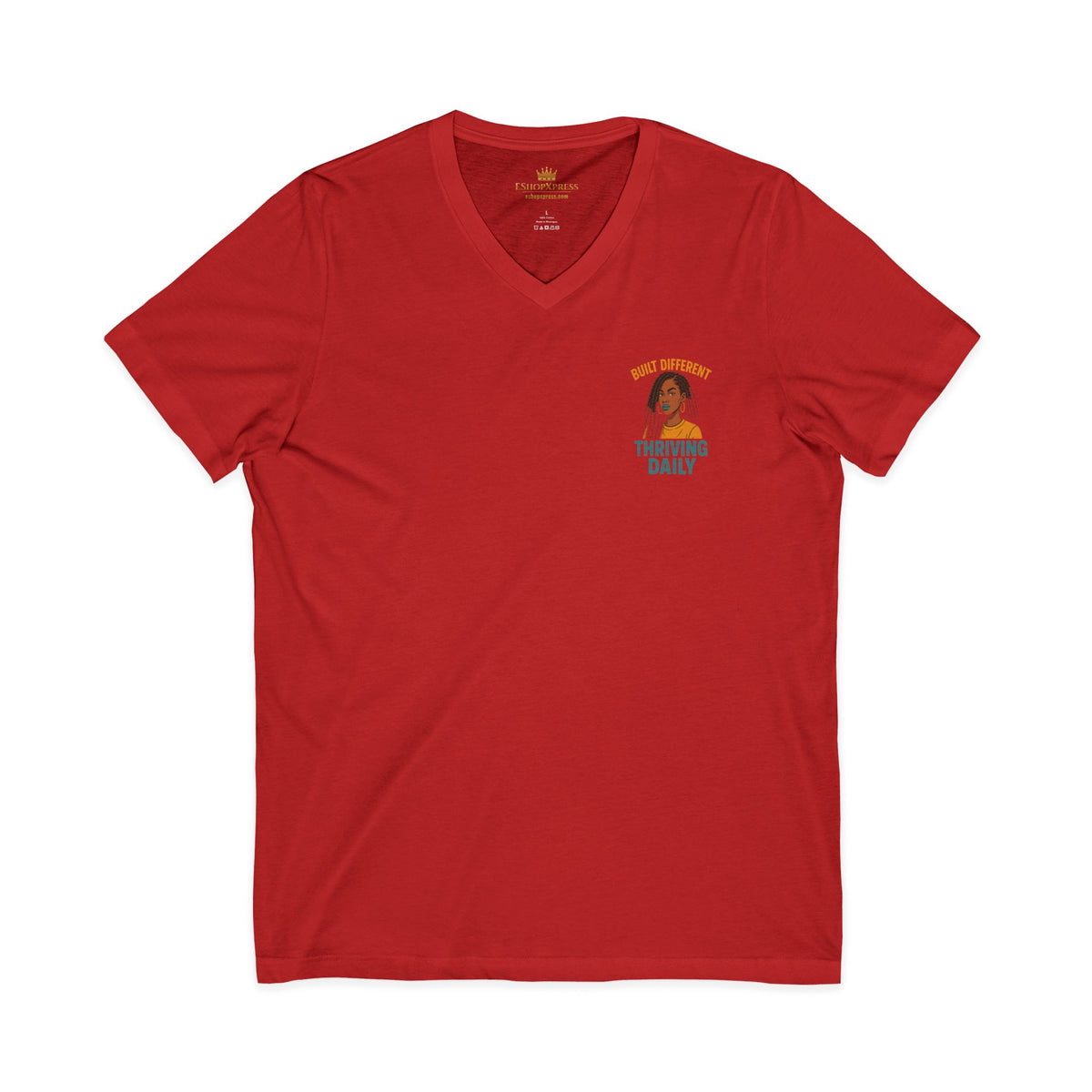Built Different Thrive Daily Vneck Tee – Front & Back Print