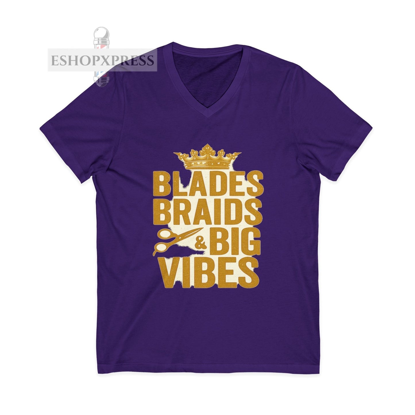 Blades, Braids, & Bold Vibes  Women's V-Neck Tee