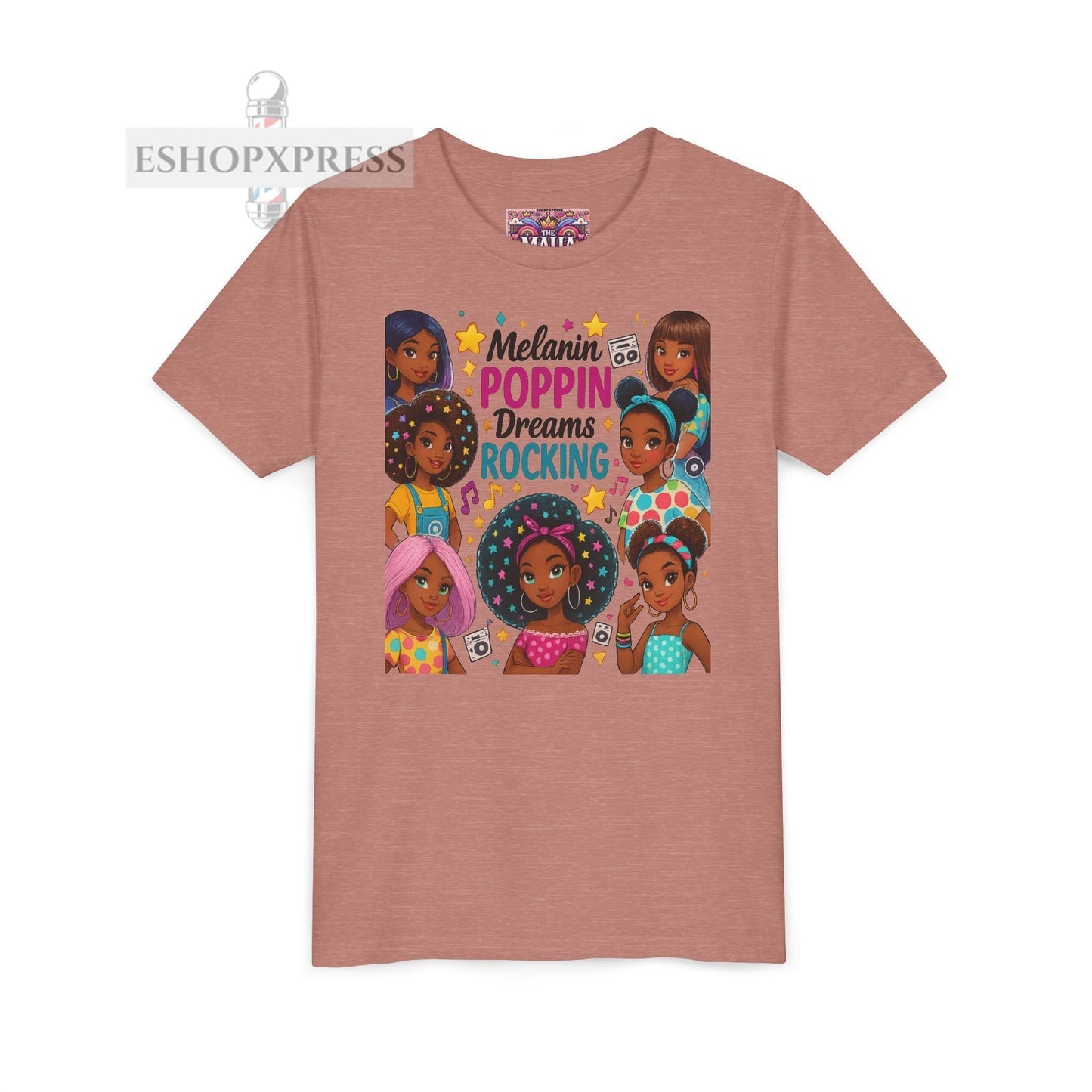 Melanin Poppin Dreams Rockin -Youth Short Sleeve Tee