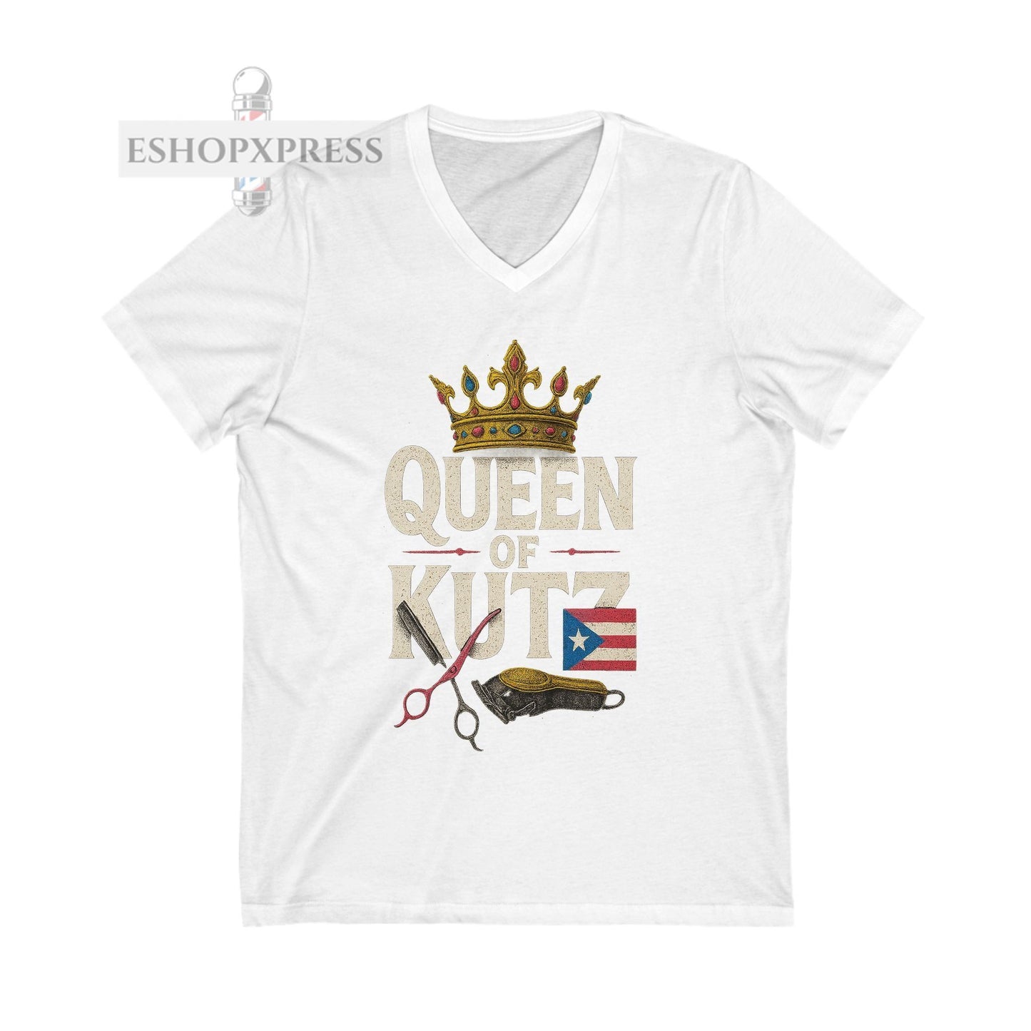 Queen of Kutz Puerto Rican  Women's V-Neck Tee
