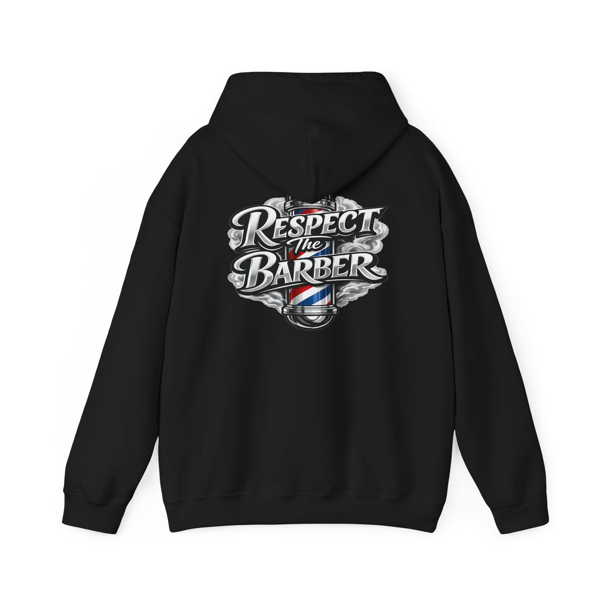 Men's Respect The Barber Hoodie – Front & Back Print | Vintage Barber Pole Graphic Hoodie