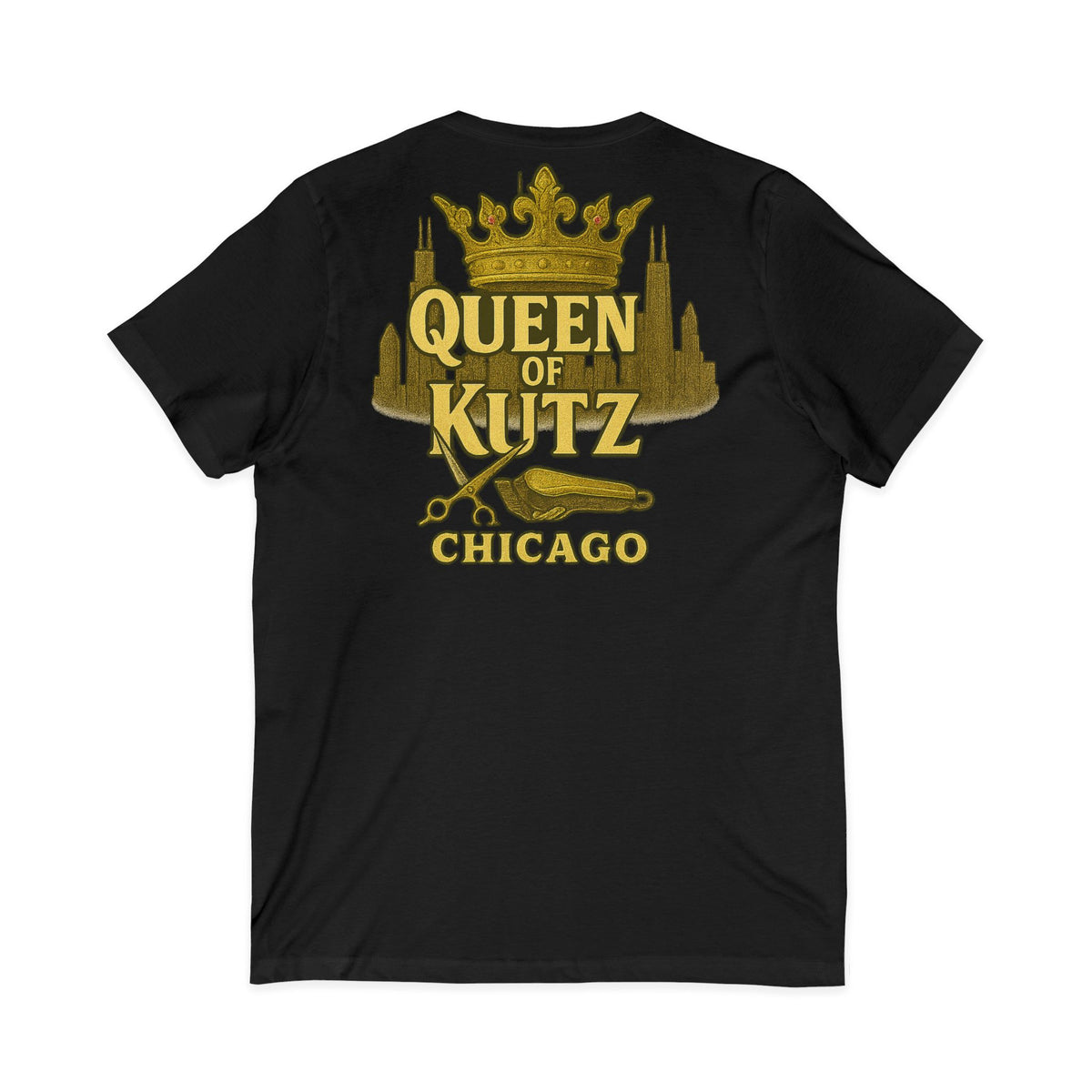 Queen of Kutz Chicago Women's V-Neck Tee – Front & Back Print