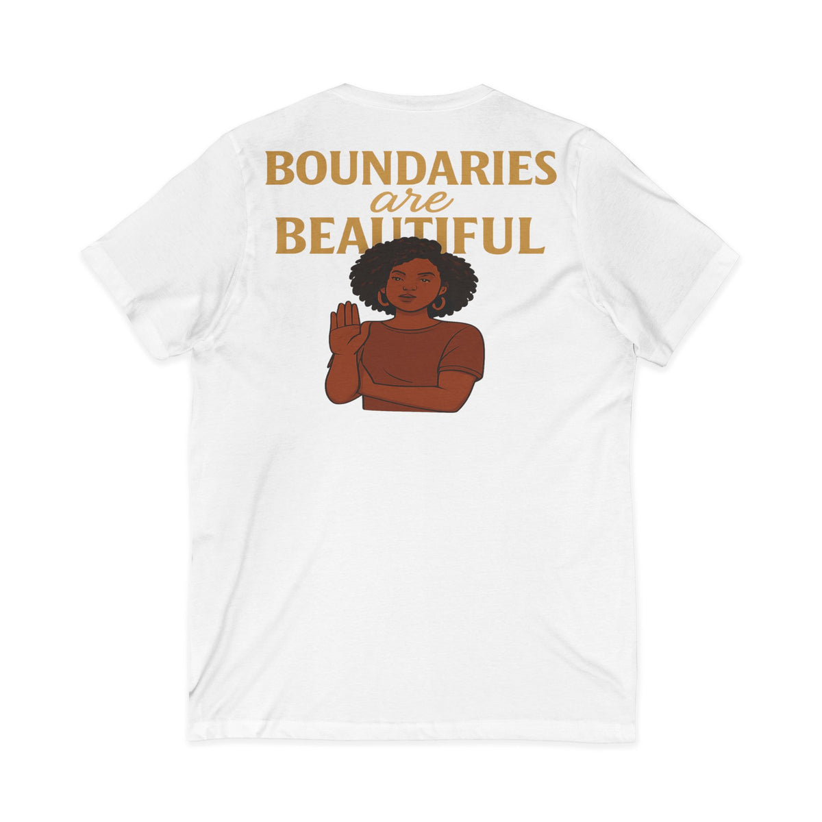 Boundaries Are Beautiful V-neck Tee – Front & Back Print