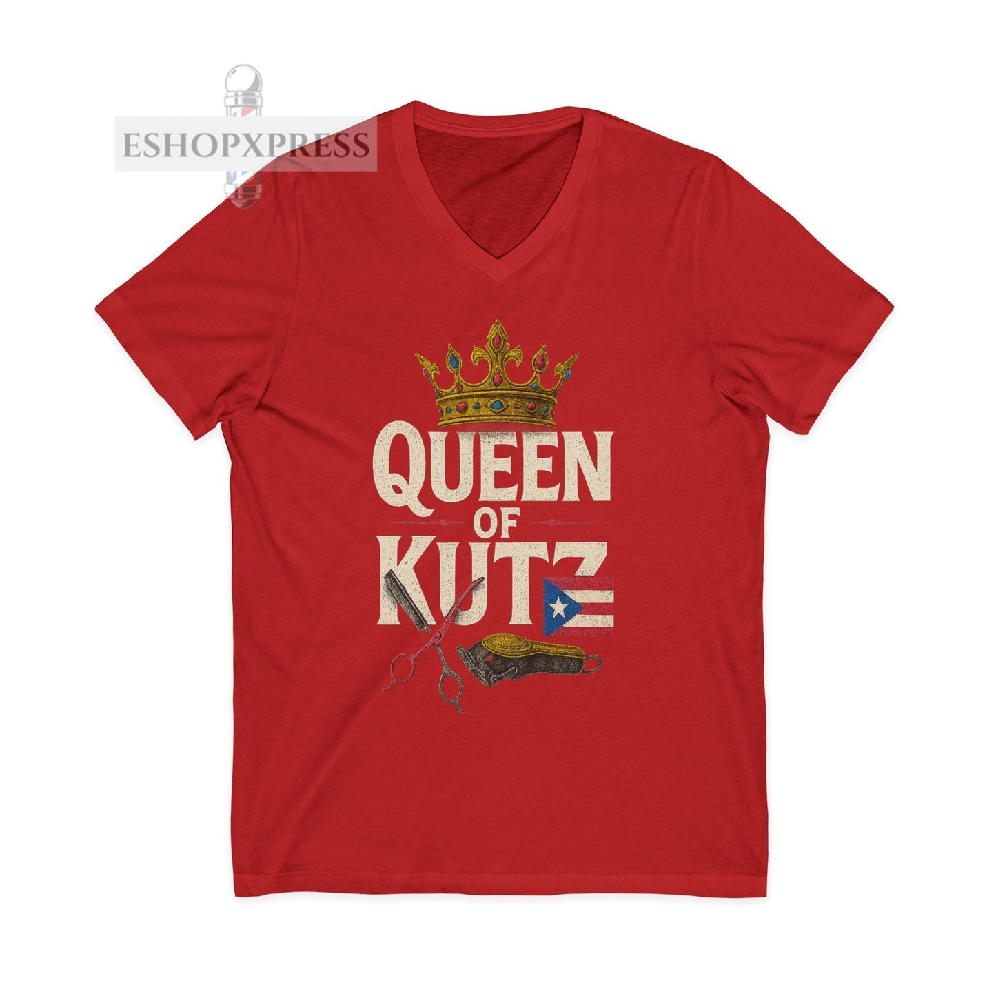 Queen of Kutz Puerto Rican  Women's V-Neck Tee