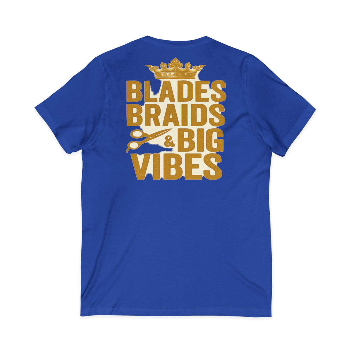 Blades, Braids, & Bold Vibes Women's V-Neck Tee – Front & Back Print