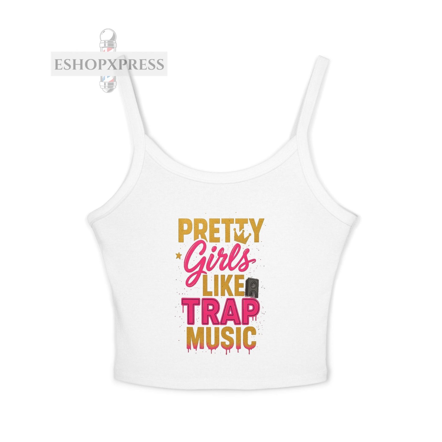 Trendy Women's Spaghetti Strap Tank Top - "Pretty Girls Like Trap Music" - Casual Summer Vibe, Perfect for Parties, Festivals or Every [...]