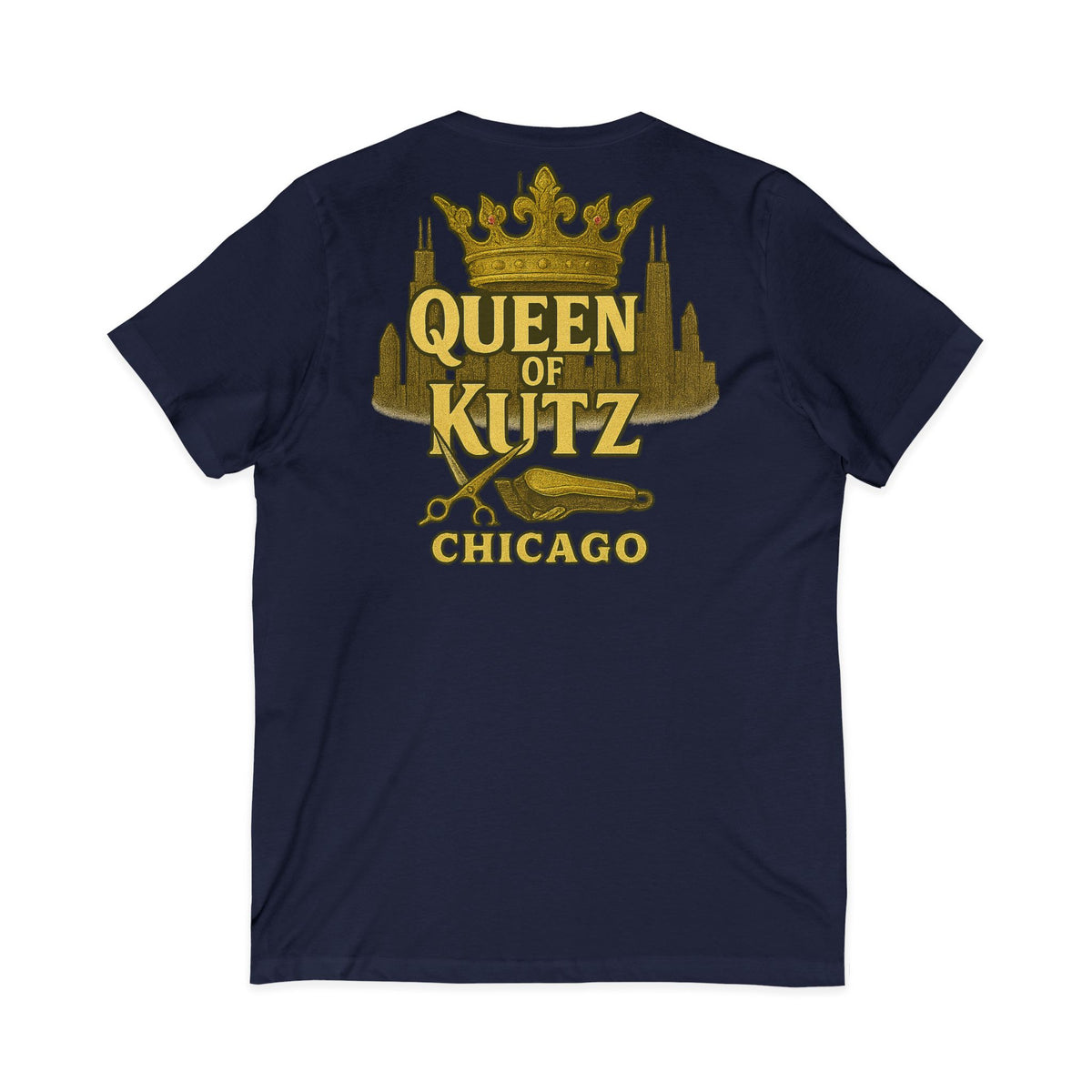 Queen of Kutz Chicago Women's V-Neck Tee – Front & Back Print
