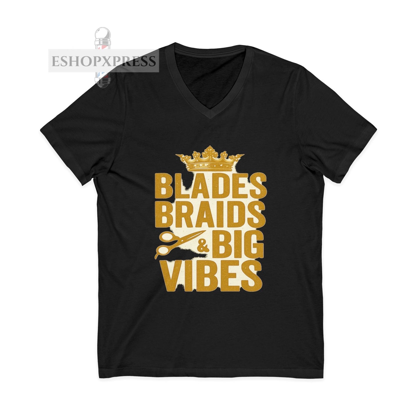 Blades, Braids, & Bold Vibes  Women's V-Neck Tee