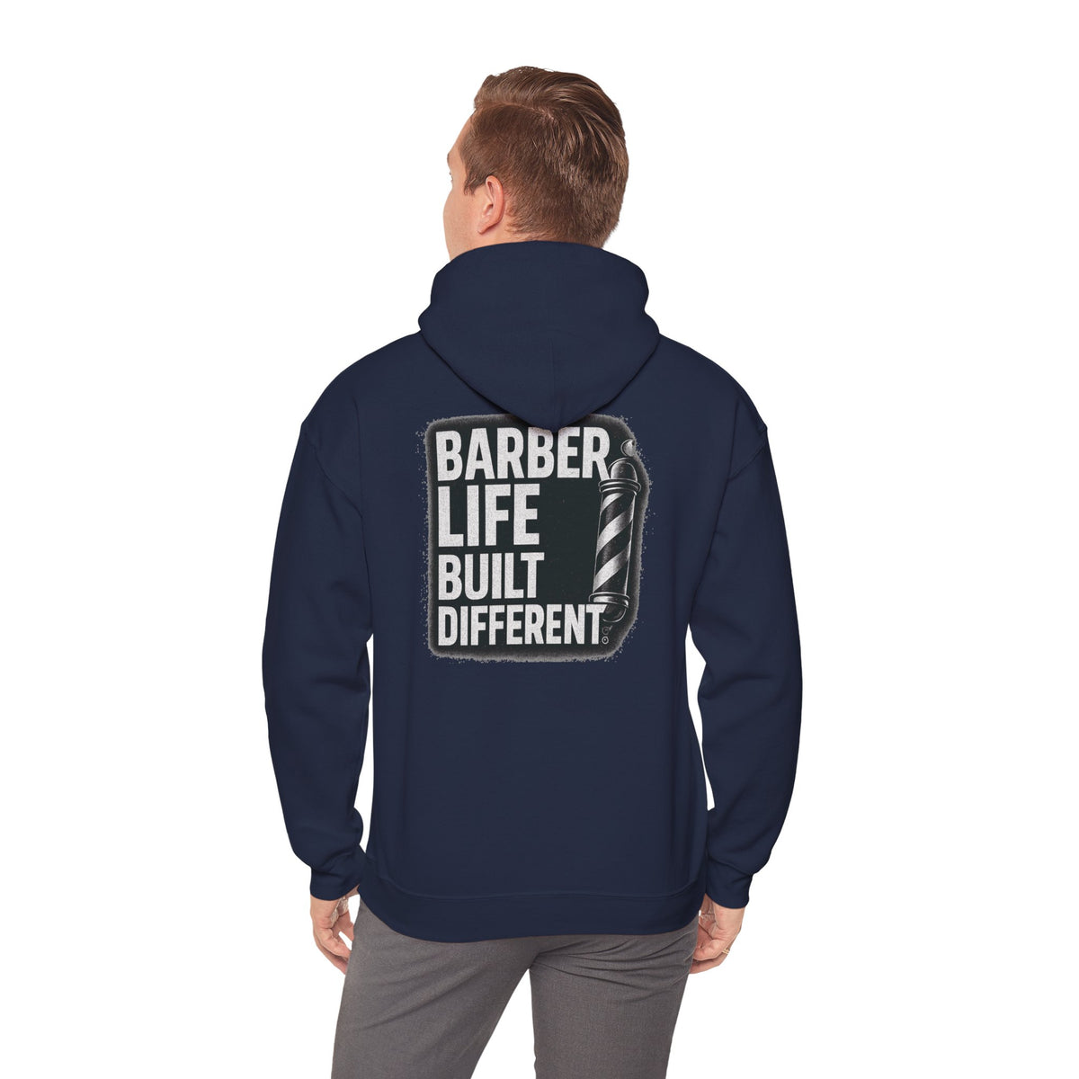 Barber Life Built Different Hoodie – Front & Back Print