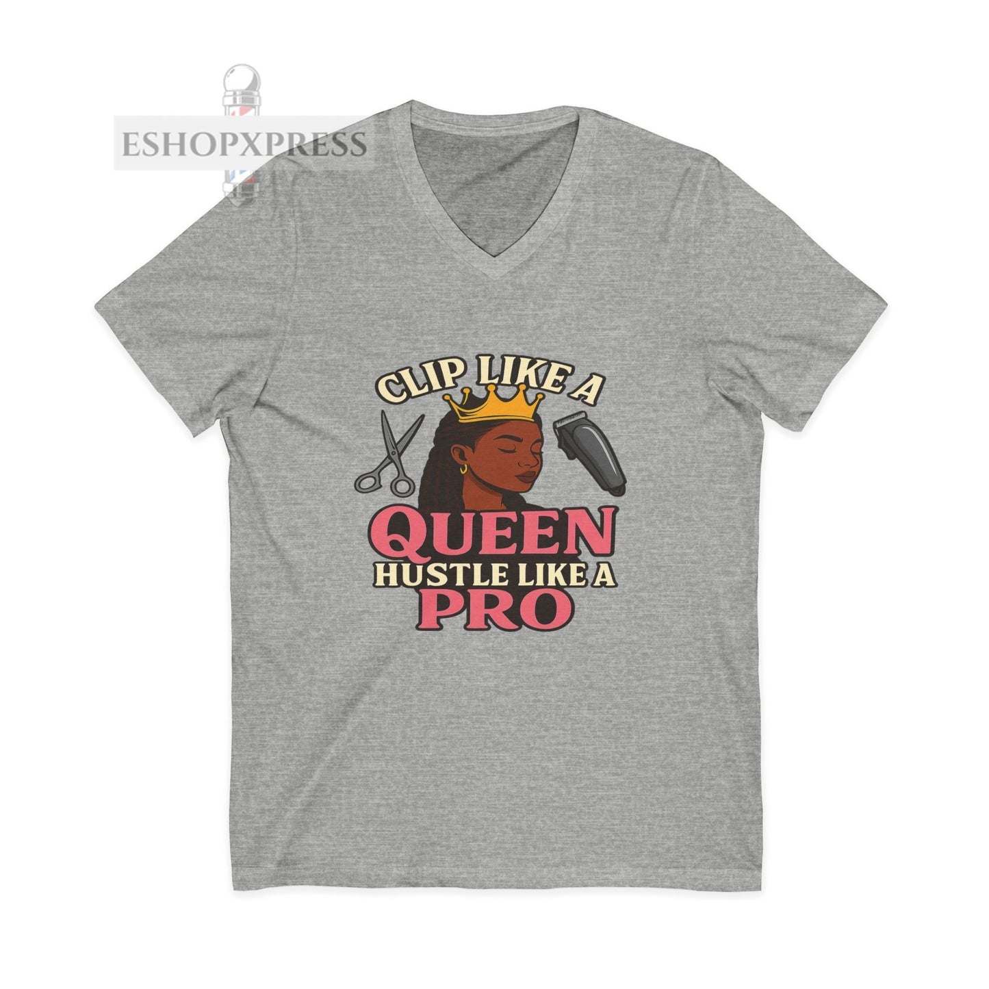 Clip Like a Queen, Hustle Like a Pro | Women's V-Neck Tee