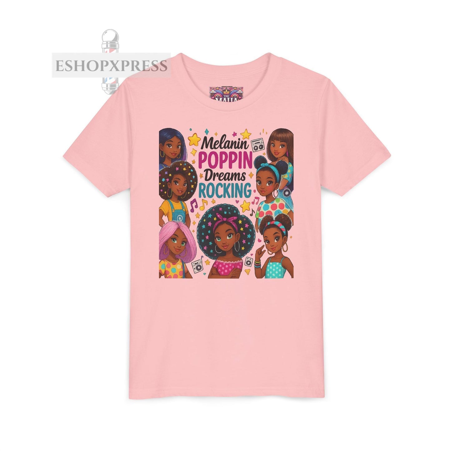Melanin Poppin Dreams Rockin -Youth Short Sleeve Tee
