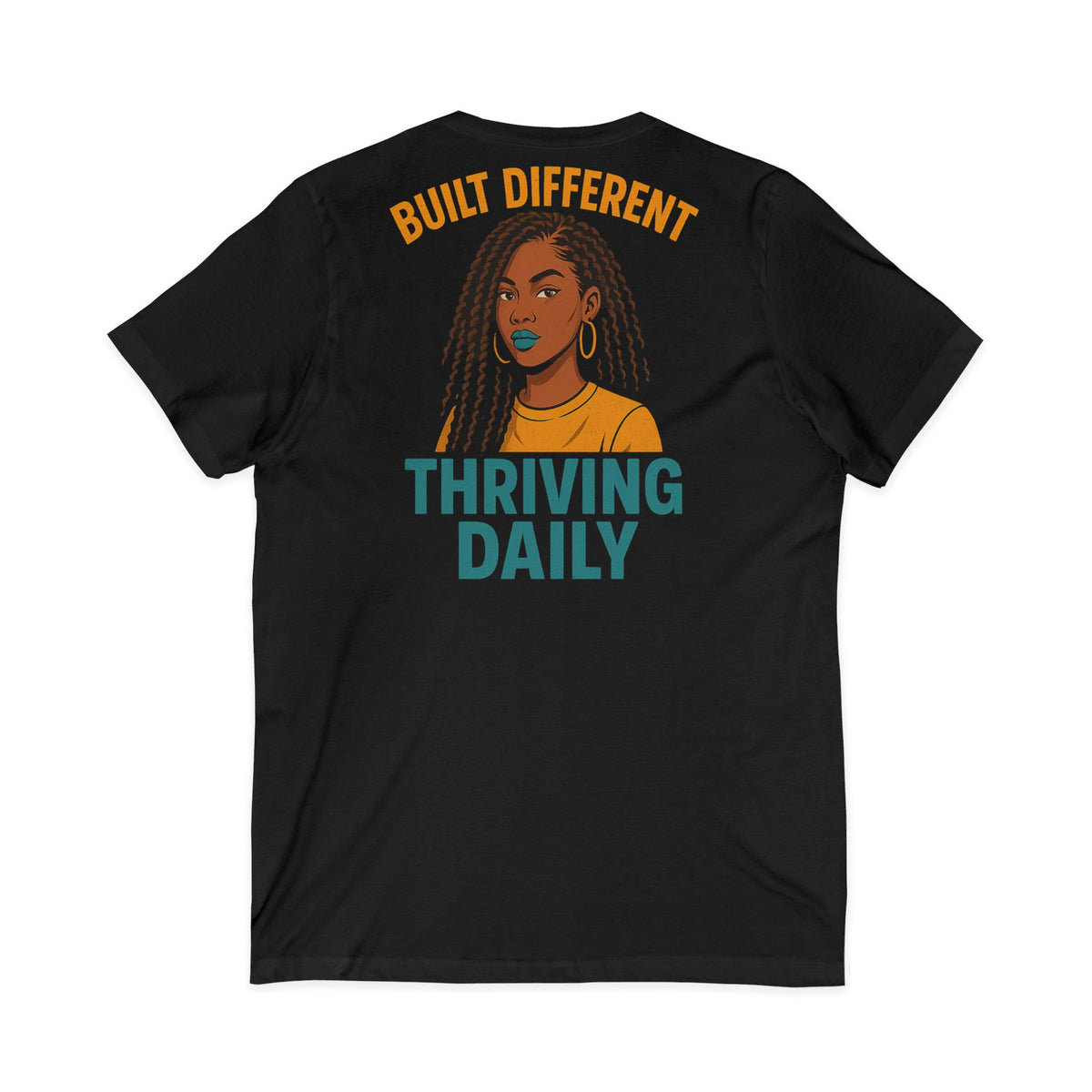 Built Different Thrive Daily Vneck Tee – Front & Back Print