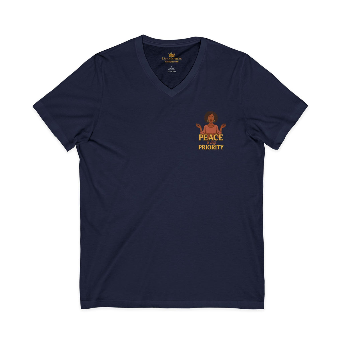 Peace is My Priority – Front & Back Print | V-neck Tee