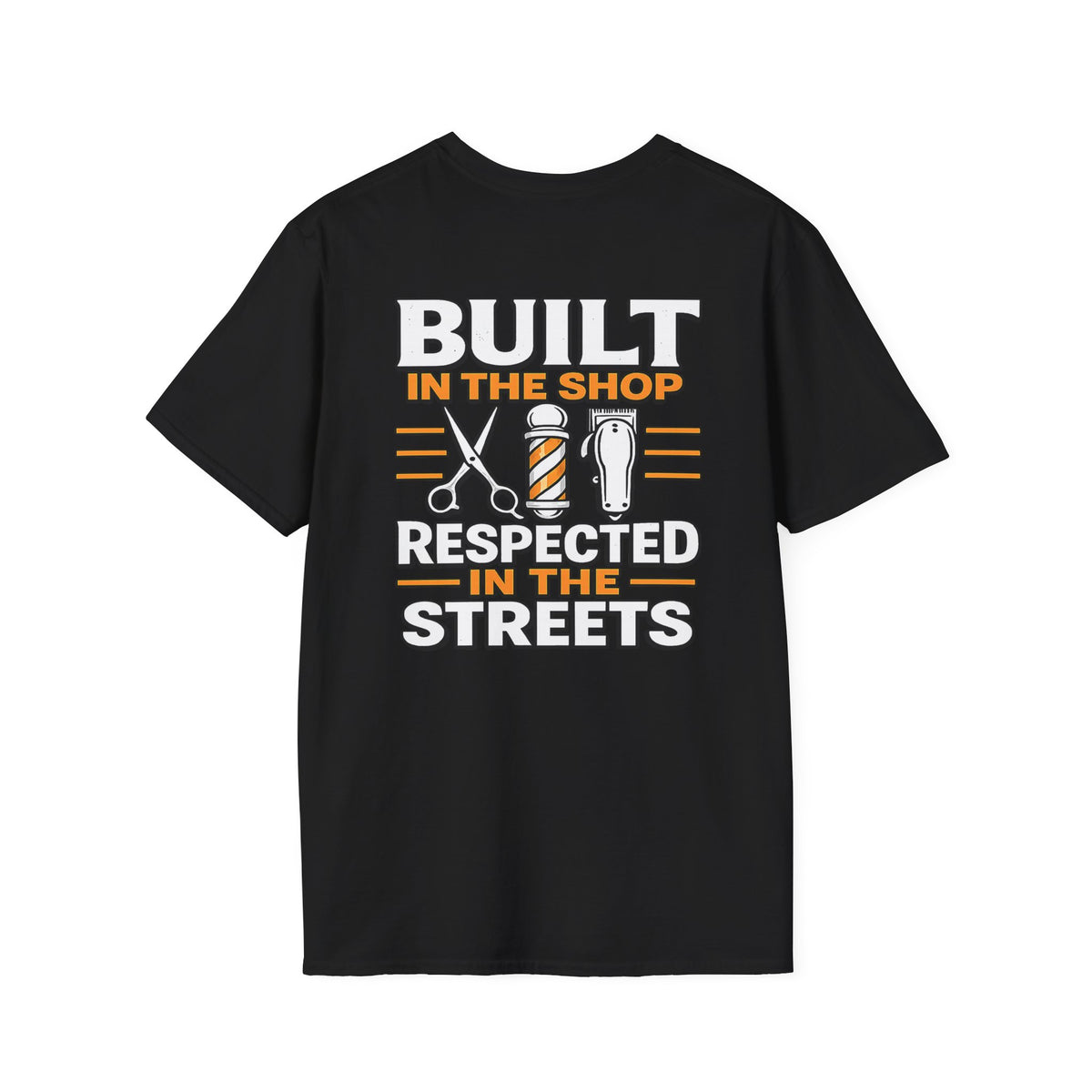 Men's Built in the Shop Barber T-Shirt – Front & Back Print