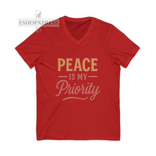 Peaceful Priority Typography Design - Vneck Tee