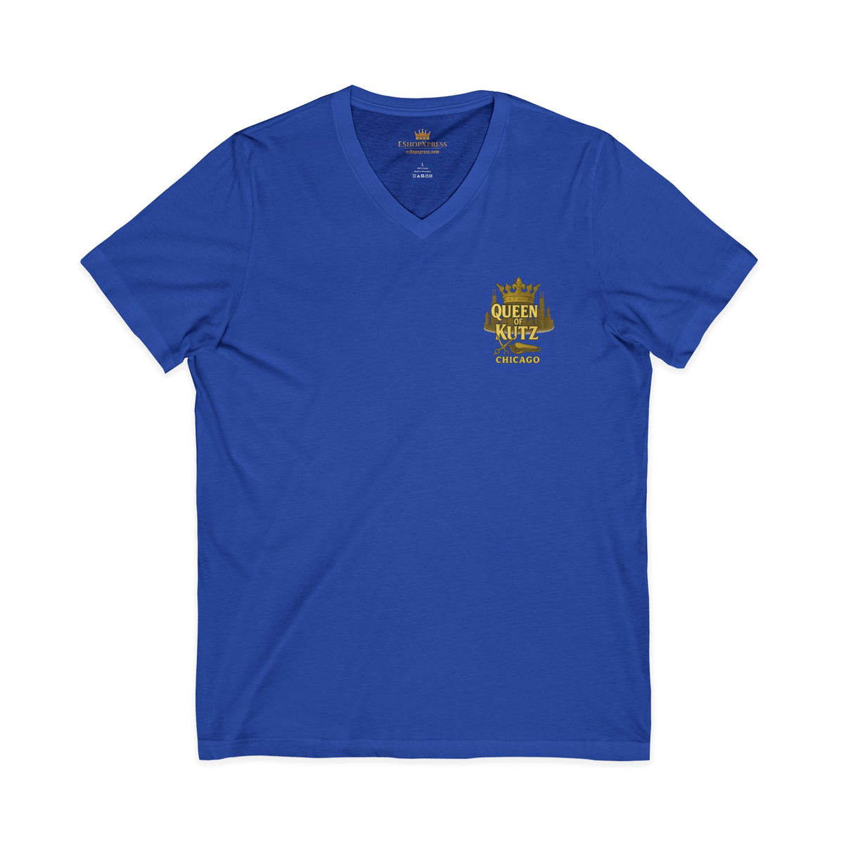 Queen of Kutz Chicago Women's V-Neck Tee – Front & Back Print