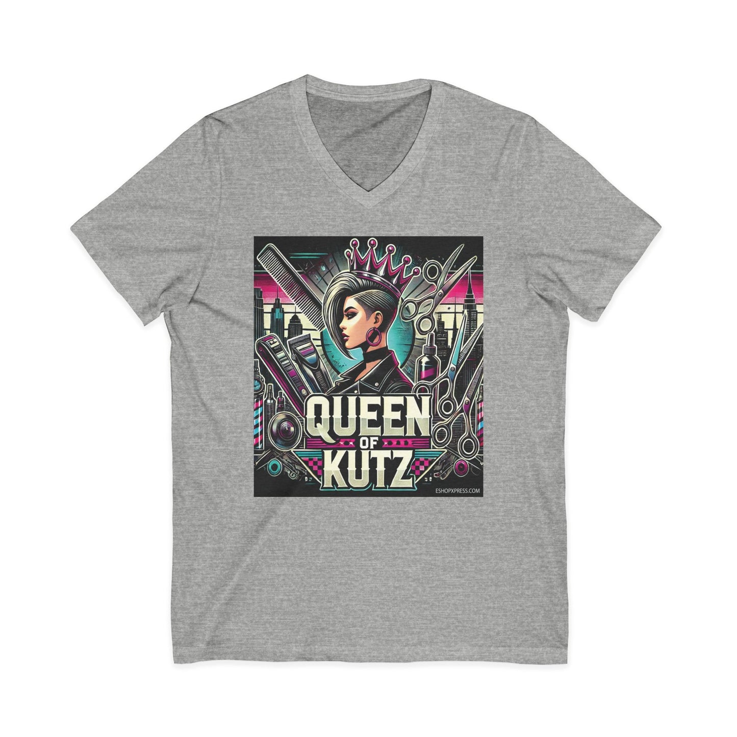 Queen of Kutz Women's Unisex Jersey Short Sleeve V-Neck Tee