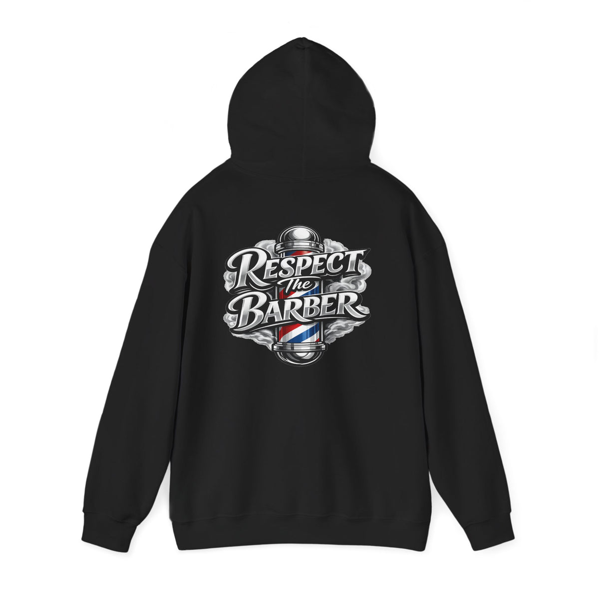 Men's Respect The Barber Hoodie – Front & Back Print | Vintage Barber Pole Graphic Hoodie