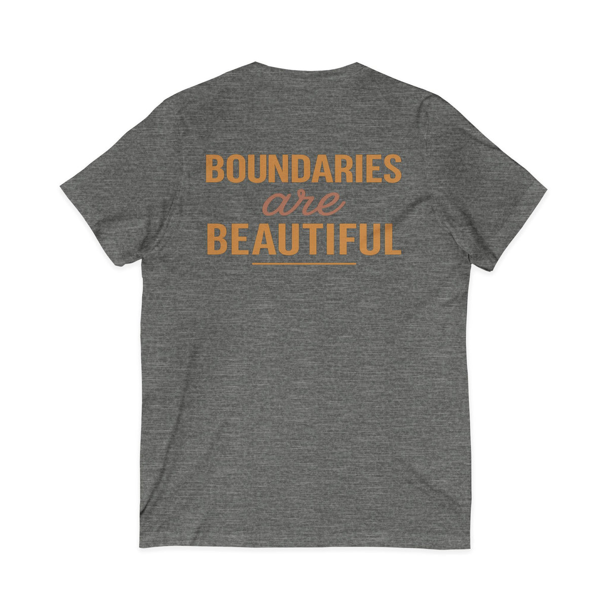 Boundaries and Beauty in Bold Text Vneck Tee – Front & Back Print