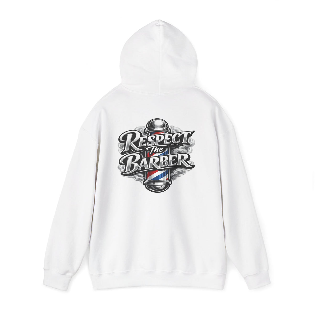 Men's Respect The Barber Hoodie – Front & Back Print | Vintage Barber Pole Graphic Hoodie