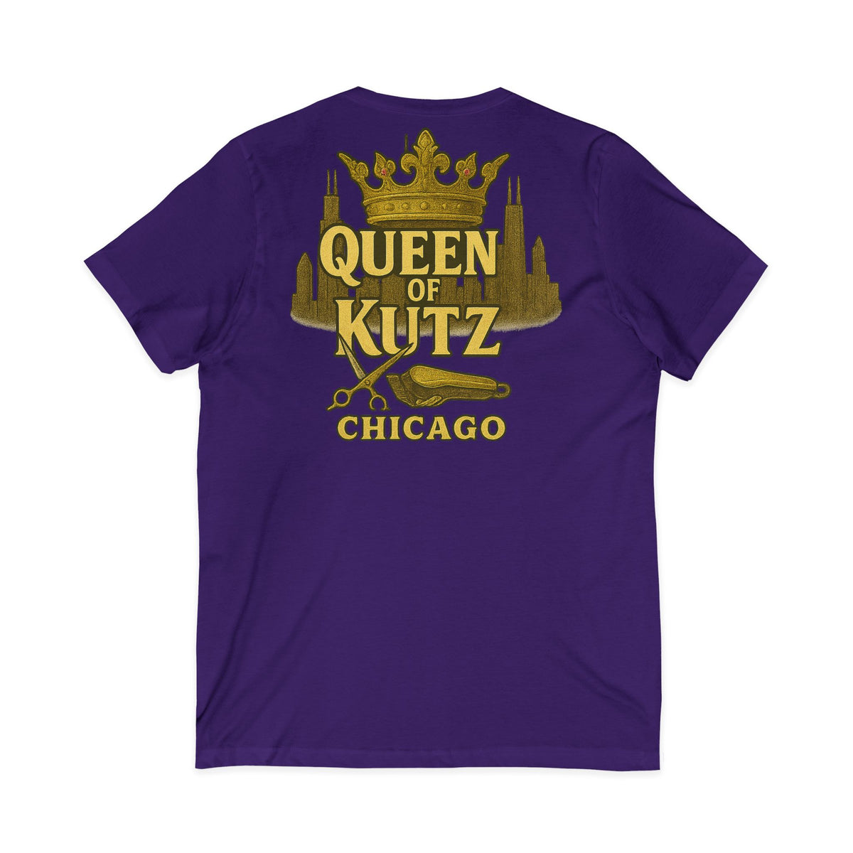 Queen of Kutz Chicago Women's V-Neck Tee – Front & Back Print