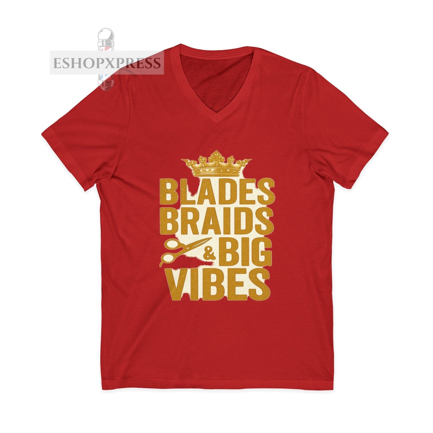 Blades, Braids, & Bold Vibes  Women's V-Neck Tee