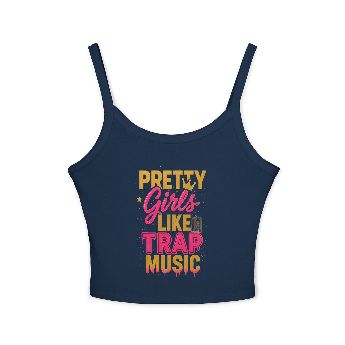 Trendy Women's Spaghetti Strap Tank Top - "Pretty Girls Like Trap Music" - Casual Summer Vibe, Perfect for Parties, Festivals or Every [...]