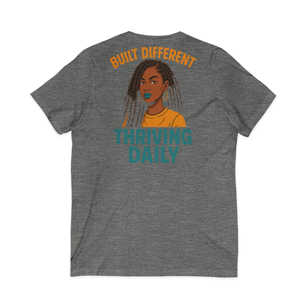 Built Different Thrive Daily Vneck Tee – Front & Back Print