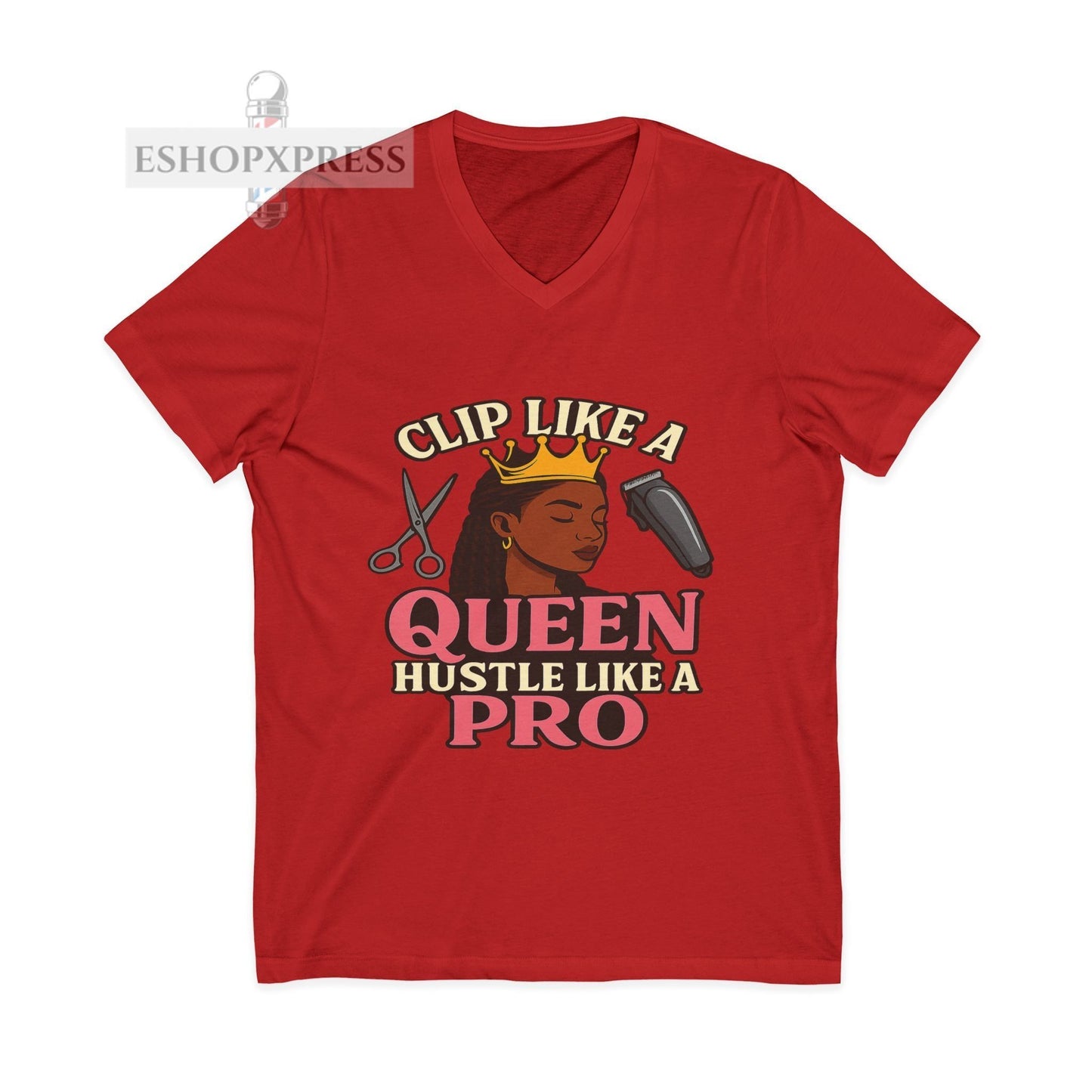 Clip Like a Queen, Hustle Like a Pro | Women's V-Neck Tee