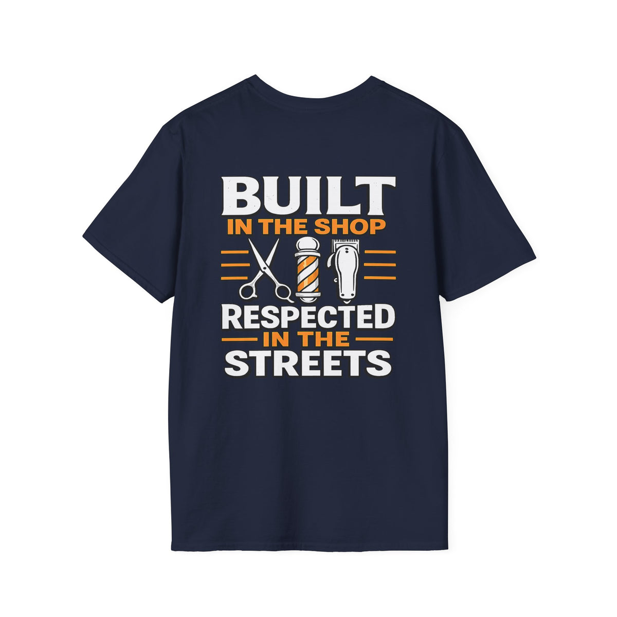 Men's Built in the Shop Barber T-Shirt – Front & Back Print